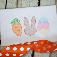 Carrot, Easter Bunny, Egg Sketch Embroidery Design